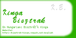 kinga bisztrak business card